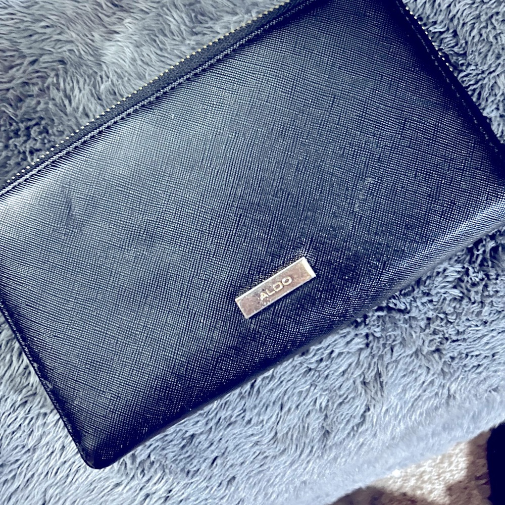 Aldo Leather Wallet- Black with Gold Hardware